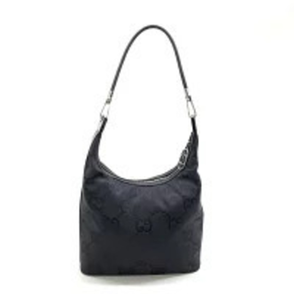 Gucci Big GG Canvas Leather Hobo Bag Black